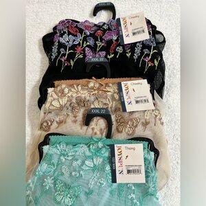 New! 6 Pairs Joyspun Embroidered Mesh Cheeky Panties and Thongs
